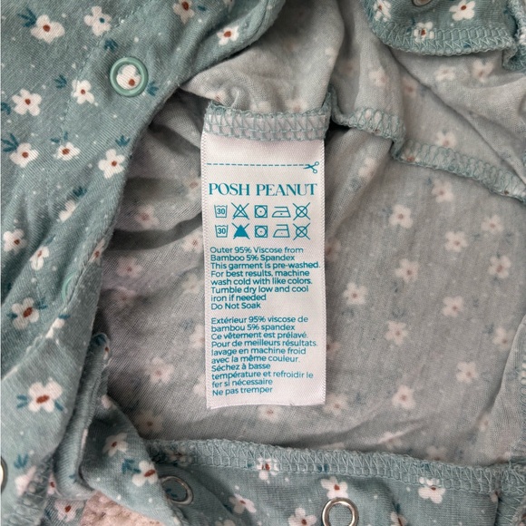 Posh Peanut Teal Floral Kids Long Sleeve Romper - Picture 11 of 11
